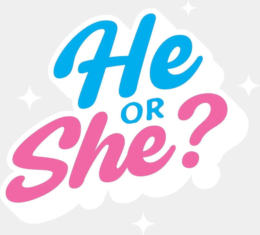 He Or She Blue And Pink Design - Gender Reveal Iron On Dtf Transfer Adult Unisex S & M (10’’) /