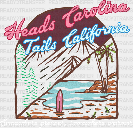 Head Carolina Tails California Summer Dtf Transfer Adult Unisex - S & M (10’) / White