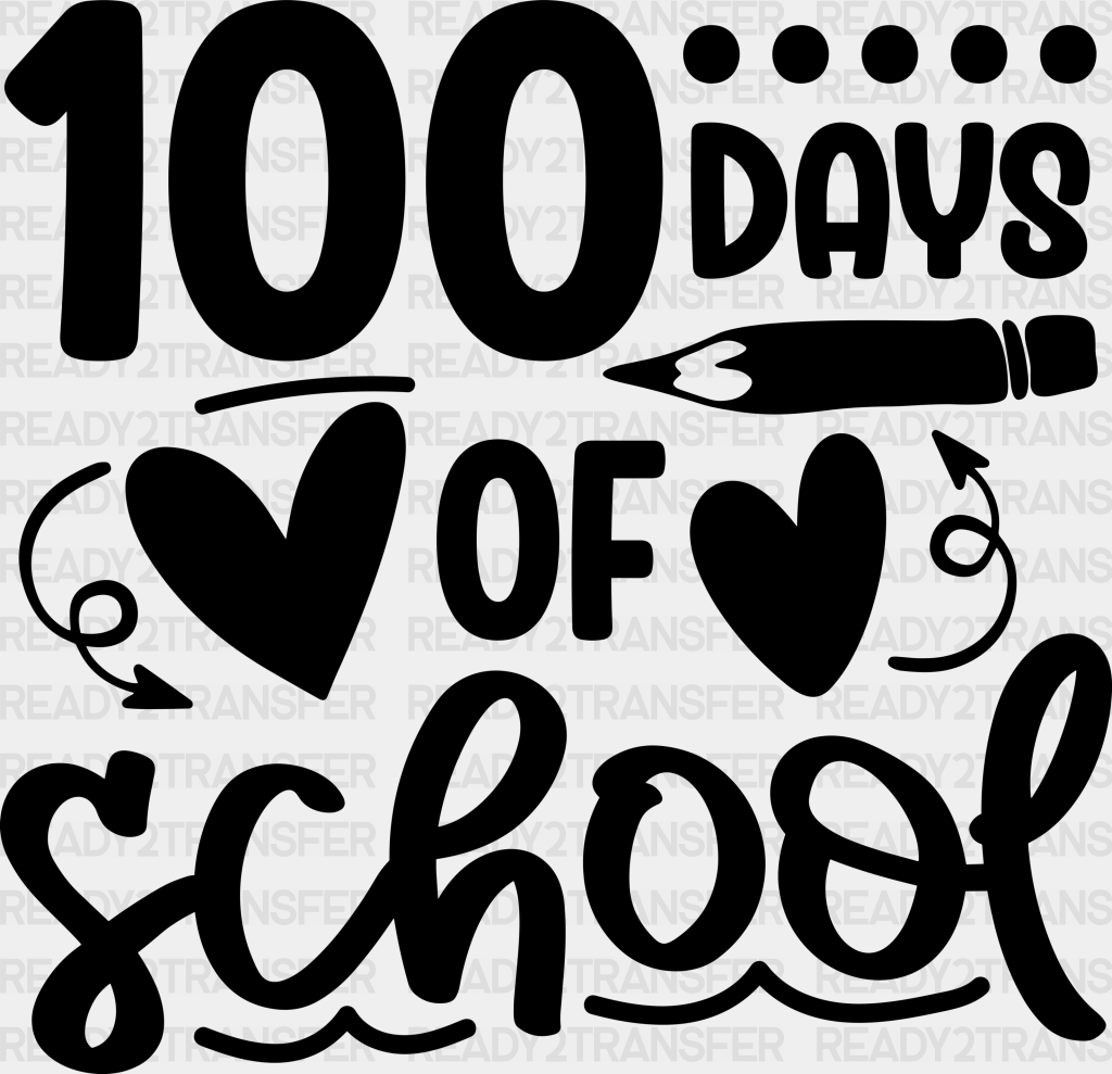 Heart 100 Days Of School Dtf Transfer