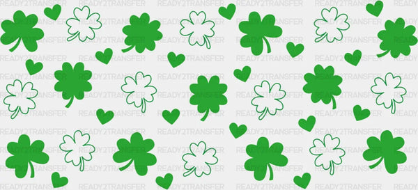 Heart And Four Leaf Clover - St Patrick Cup Wrap UV Sticker Permanent UV DTF Decal