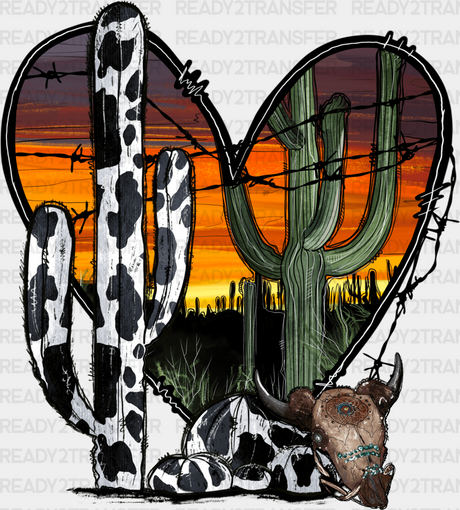 Heart Cactus Design - Western Dtf Transfers