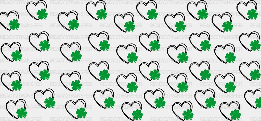Heart Clover Design - St Patrick Cup Wrap Uv Sticker Permanent Dtf Decal