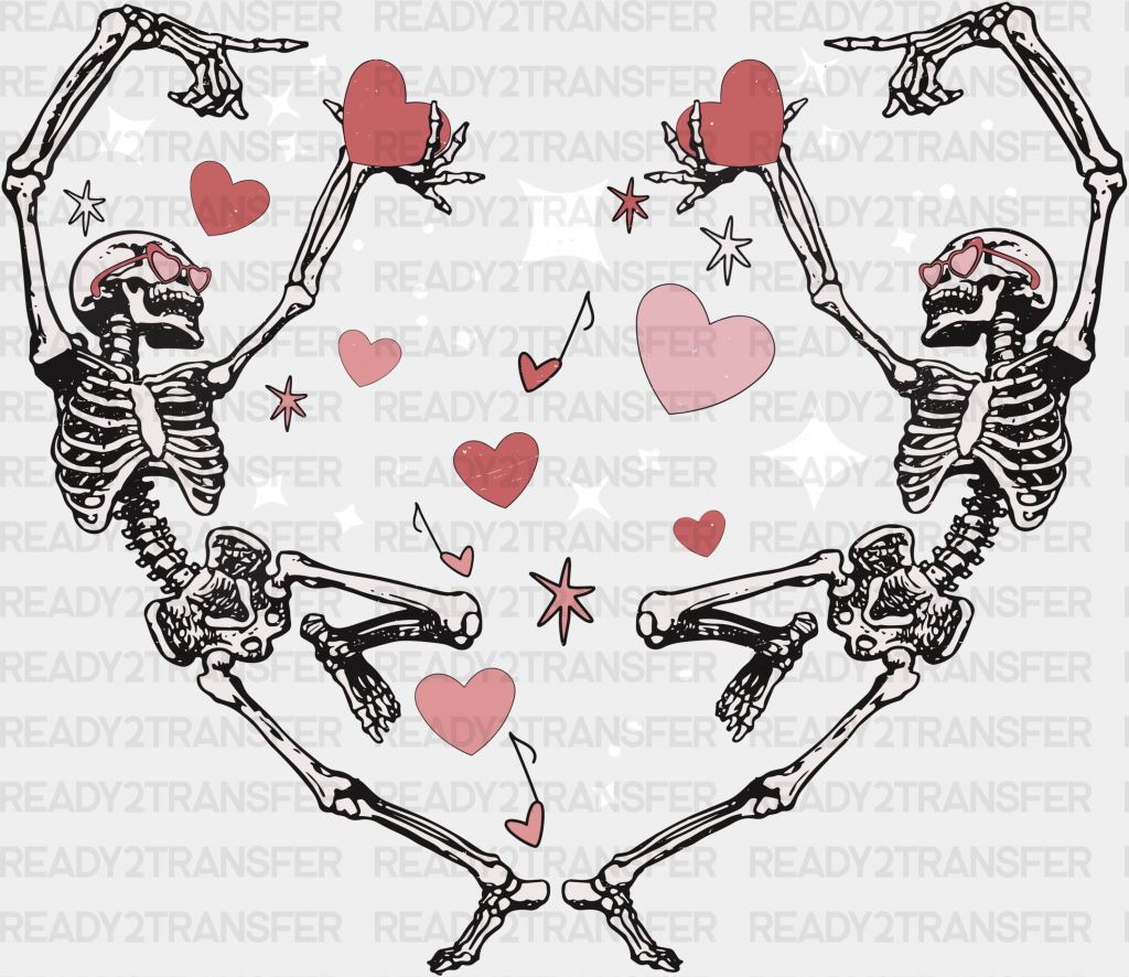 Heart Design Skulls Dtf Transfer