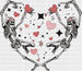 HEART DESIGN SKULLS DTF Transfer ready2transfer Black