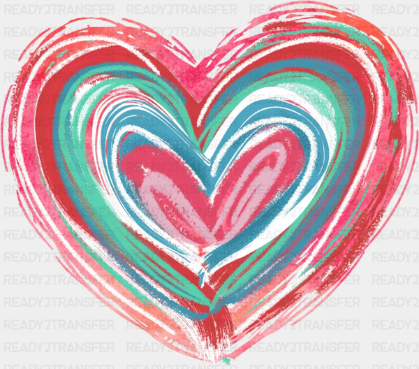 Heart Drawing Colorful Design - Valentine's Day DTF Transfer