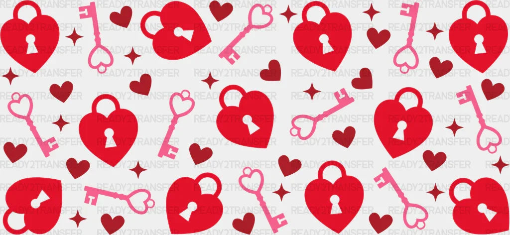 Heart Lock And Key - Valentine’s Day Cup Wrap Uv Sticker Permanent Dtf Decal