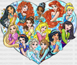 Heart Shape Disney Princesses Dtf Transfer