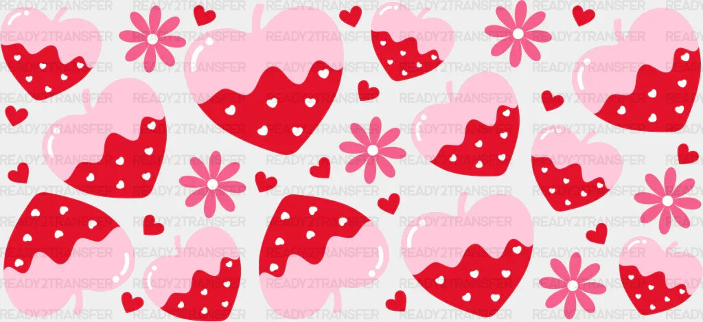 Heart Strawberry - Valentine's Day Cup Wrap UV Sticker Permanent UV DTF Decal ready2transfer