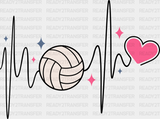 Heartbeat Design - Volleyball Dtf Heat Transfer Adult Unisex S & M (10’’) / Black