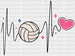 Heartbeat Design - Volleyball DTF Heat Transfer ready2transfer White