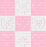 Hearts And Ribbons Checkered Design - Valentine’s Day Dtf Transfer