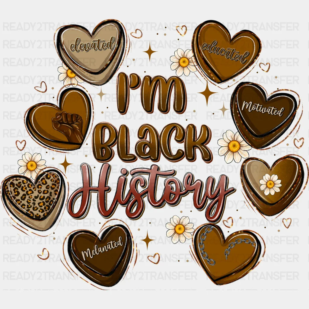 Hearts I Am Black History - Month Dtf Heat Transfer