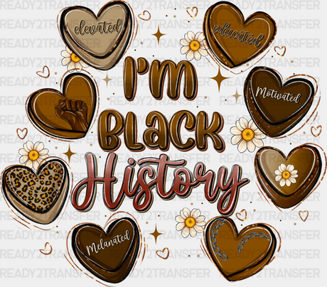 Hearts I Am Black History - Month Dtf Heat Transfer