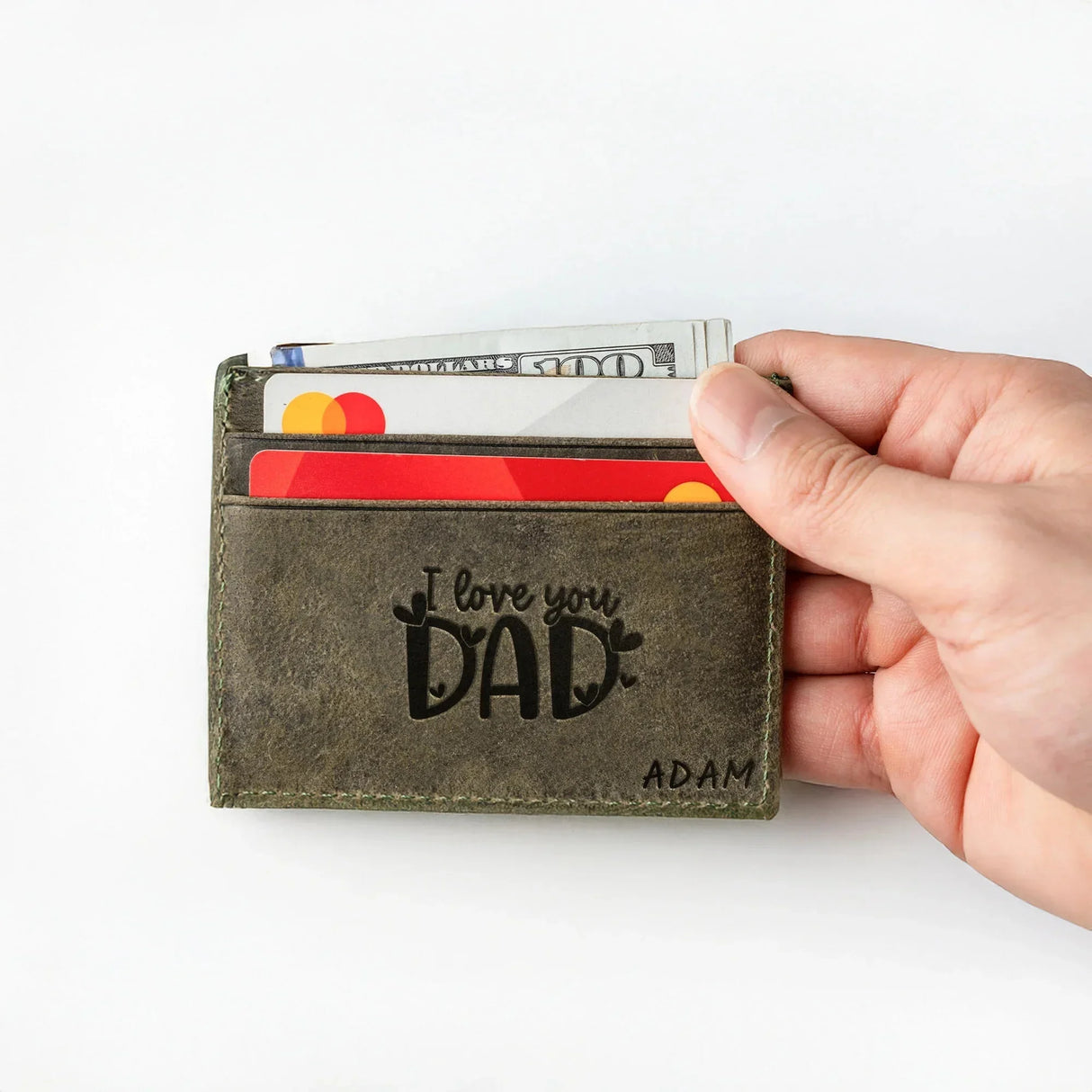 Custom Engraved Leather Credit Card Holder