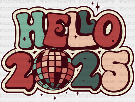 Hello 2025 Disco Ball Design - New Year Iron On Dtf Transfer Adult Unisex S & M (10’’) / Light