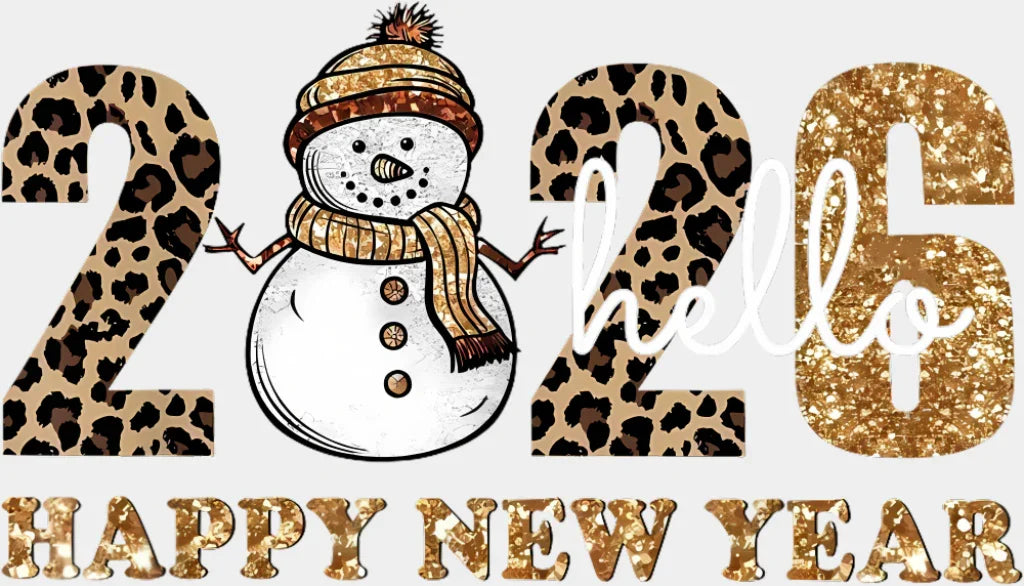 Hello 2026 Happy New Year - New Year DTF Transfer Adult Unisex - S & M (10’’) / Light Color Design (See Imaging)