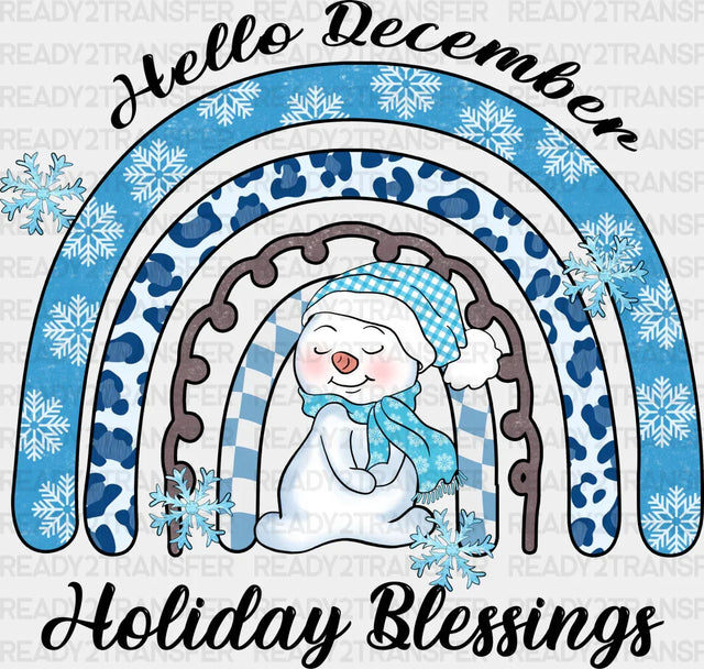 Hello December Holiday Blessings - Winter Iron On Dtf Transfer Adult Unisex S & M (10’’) / Dark