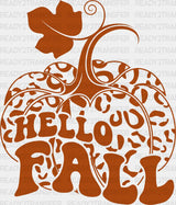 Hello Falls Pumpkin Design Fall Season DTF Transfer ready2transfer