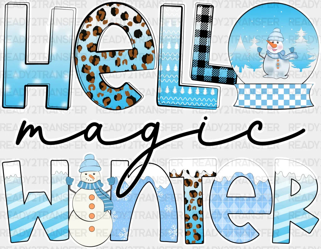 Hello Magic Winter - Winter Iron On DTF Transfer ready2transfer Light Color Design ( See imaging )