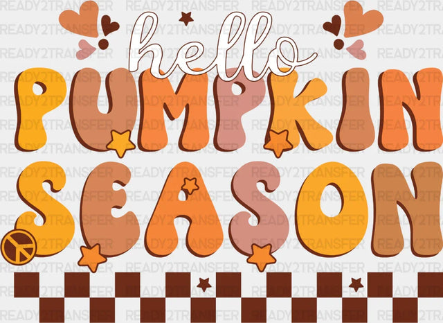 Hello Pumpkin Season Heart - Fall Dtf Transfer Adult Unisex S & M (10’’) / Dark Color Design
