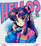 Hello? Retro Vibes - Anime Dtf Heat Transfer