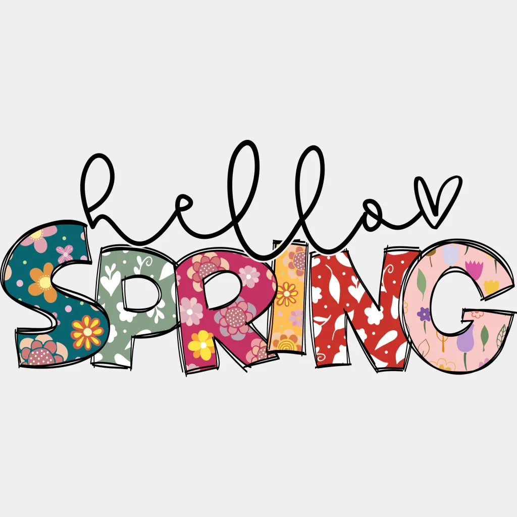 Hello Spring Floral - Dtf Heat Transfer Adult Unisex S & M (10’) / Black