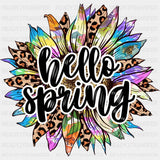 Hello Spring Flower - Spring DTF Transfer Adult Unisex - S & M (10’’) / Dark Color Design (See Imaging)