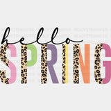 Hello Spring Leopard Design - Dtf Heat Transfer Adult Unisex S & M (10’) / Black