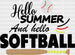 Hello Summer And Hello Softball - Softball DTF Heat Transfer ready2transfer Black