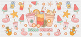 Hello Summer Drinks - Summer Cup Wrap UV Sticker Permanent UV DTF Decal