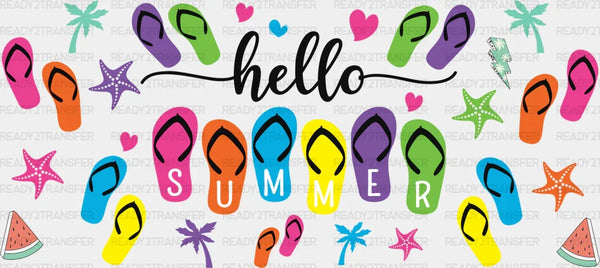Hello Summer Flip Flops - Summer Cup Wrap UV Sticker Permanent UV DTF Decal