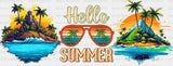 Hello Summer Island Design - Cup Wrap Uv Sticker Permanent Dtf Decal