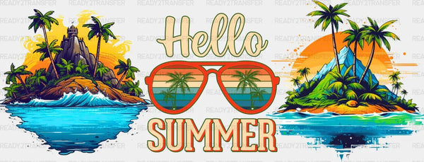 Hello Summer Island Design - Summer Cup Wrap UV Sticker Permanent UV DTF Decal