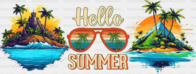 Hello Summer Island Design - Cup Wrap Uv Sticker Permanent Dtf Decal