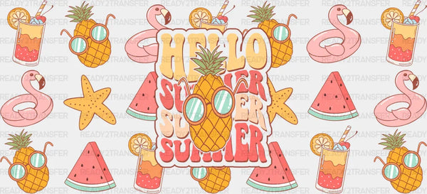 Hello Summer Pineapple - Summer Cup Wrap UV Sticker Permanent UV DTF Decal