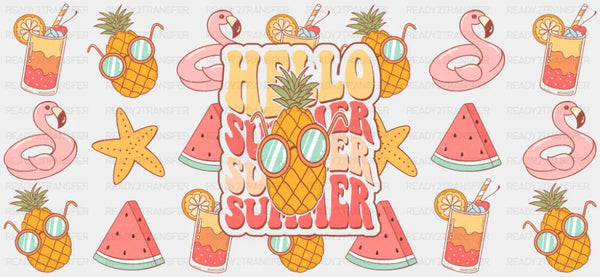 Hello Summer Pineapple Glasses - Summer Cup Wrap UV Sticker Permanent UV DTF Decal