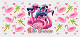Hello Summer Pink Flamingos - Summer Cup Wrap UV Sticker Permanent UV DTF Decal