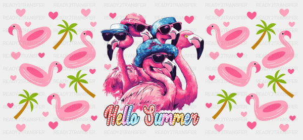 Hello Summer Pink Flamingos - Summer Cup Wrap UV Sticker Permanent UV DTF Decal