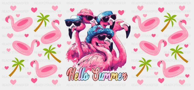Hello Summer Pink Flamingos - Summer Cup Wrap UV Sticker Permanent UV DTF Decal
