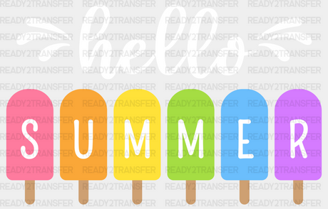 Hello Summer Popsicles Design Dtf Transfer Adult Unisex - S & M (10’) / White