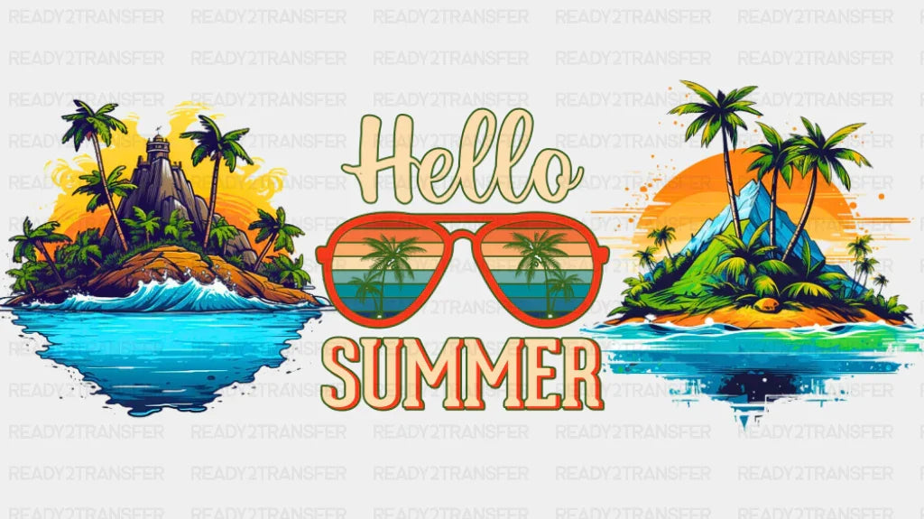 Hello Summer Sunglasses - Summer Cup Wrap UV Sticker Permanent UV DTF Decal