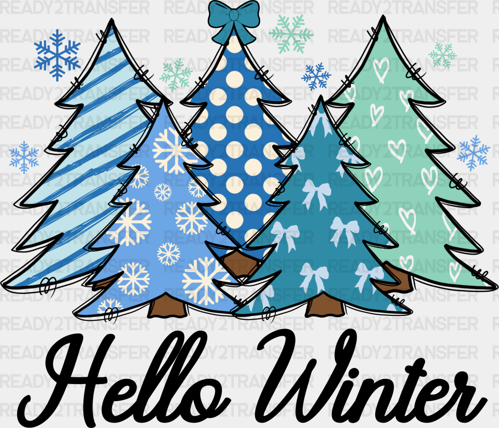 Hello Winter - Iron On Dtf Transfer Adult Unisex S & M (10’’) / Dark Color Design (See Imaging)