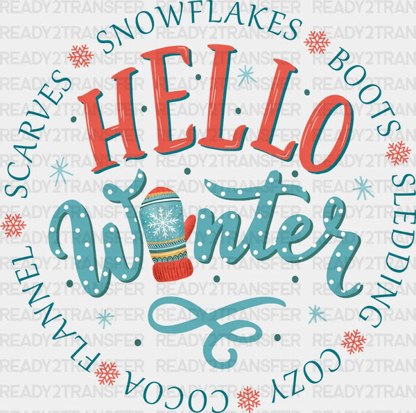 Hello Winter Mitten Design - Winter Iron On DTF Transfer
