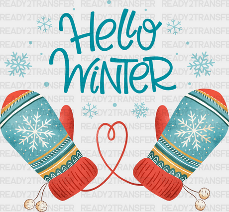 Hello Winter Mittens - Iron On Dtf Transfer