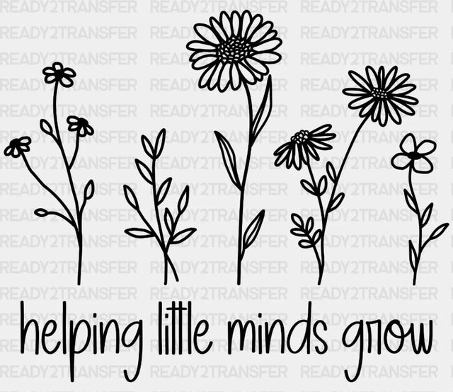 Helping Little Minds Grow DTF Transfer ready2transfer Black