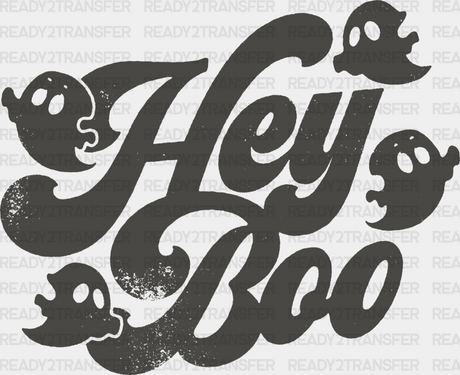 Hey Boo Ghosts - Halloween Dtf Transfer Adult Unisex S & M (10’’) / Dark Color Design (See Imaging)