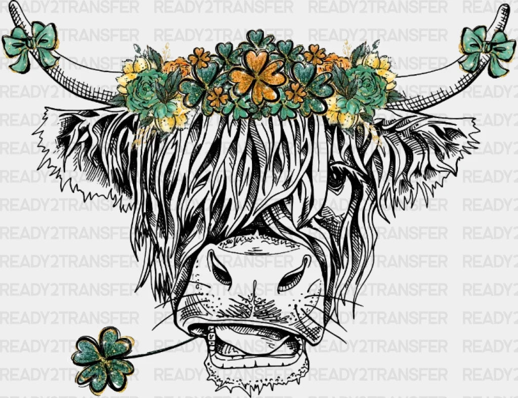 Highland Cow St. Patrick’s Day Dtf Heat Transfer Saint Patricks Design St Paddys