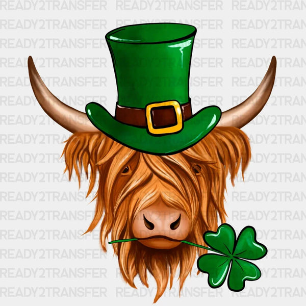 Highland Cow St. Patrick's Day DTF Heat Transfer, Saint Patricks Day Design, St Paddys Day DTF