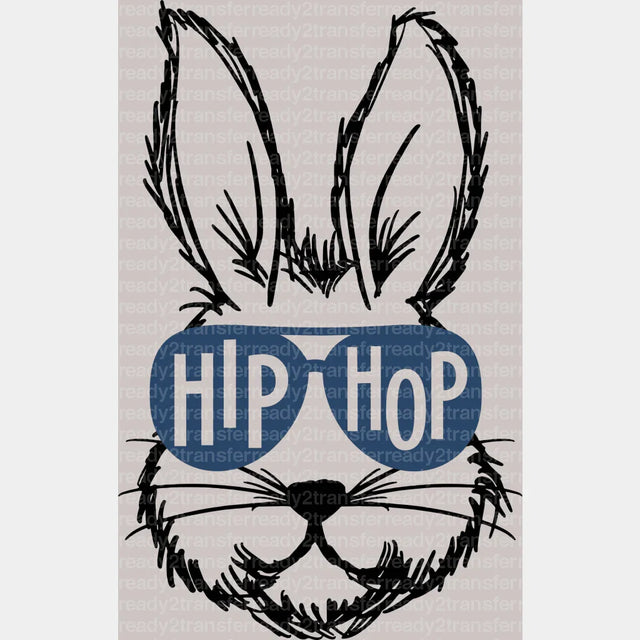 Hip Hop Bunny Easter DTF Heat Transfer, Easter Design ready2transfer Black