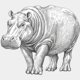 Hippopotamus B&W - Animals DTF Transfers - Adult Unisex - S & M (10’’) / Light Color Design (See Imaging)